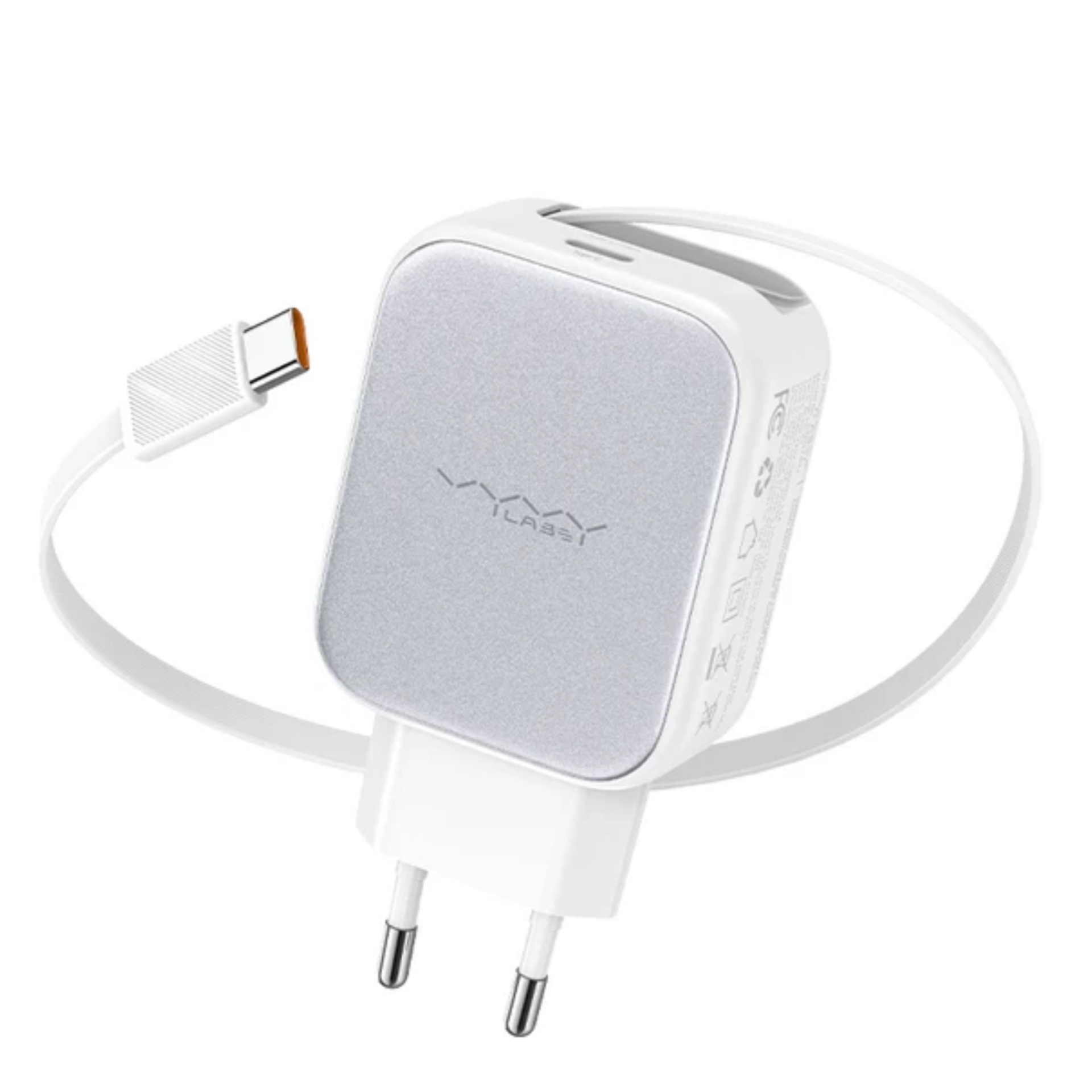 Сетевое зарядное устройство с выдвижным кабелем Vyvylabs Swiftshine 65W (GANXY65E)