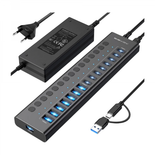 USB-хаб Acasis HB16Max, 16 портов (8 USB-A + 8 USB-C) 