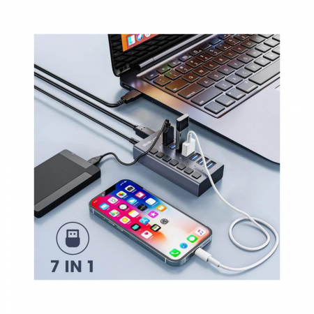 Acasis USB - хаб HS-707MG (7USB-A)