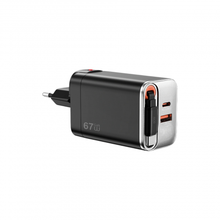 Сетевое зарядное устройства с выдвижным кабелем Wiwu Helix 67W
