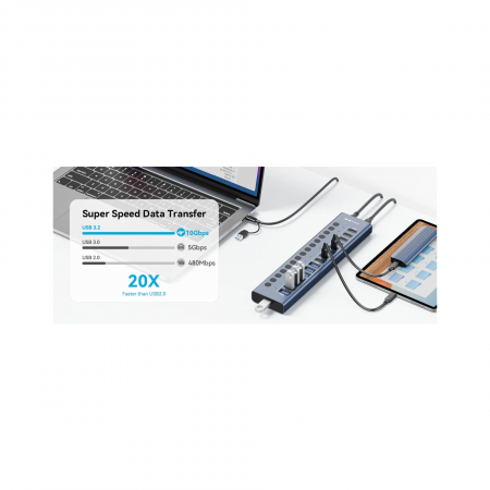 USB-хаб Acasis HB16Max, 16 портов (8 USB-A + 8 USB-C) 