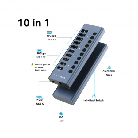 USB - хаб Acasis HB10Pro (5USB-A + 5USB-C)